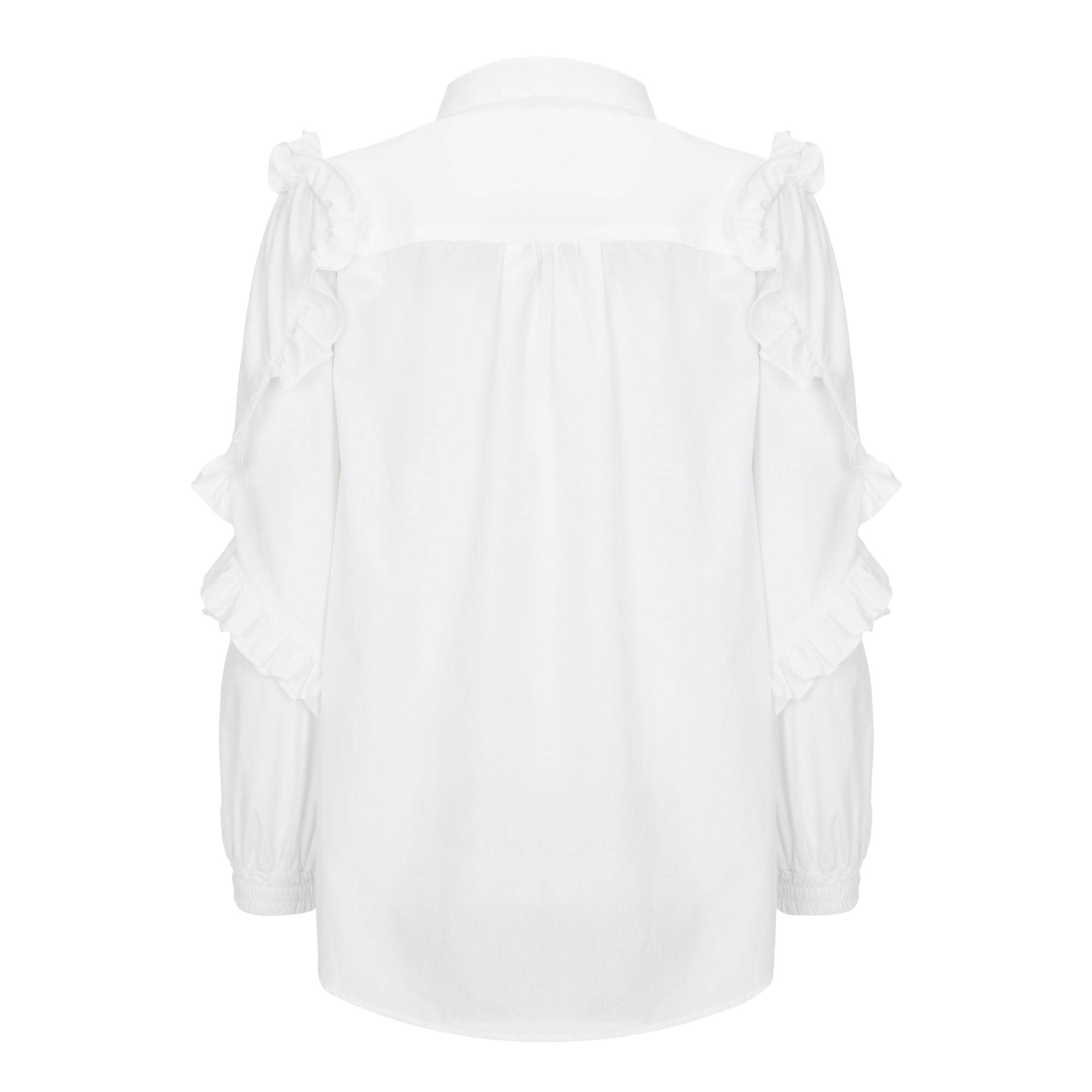 [아울렛] Long Frill Shirt (롱 프릴 셔츠) White